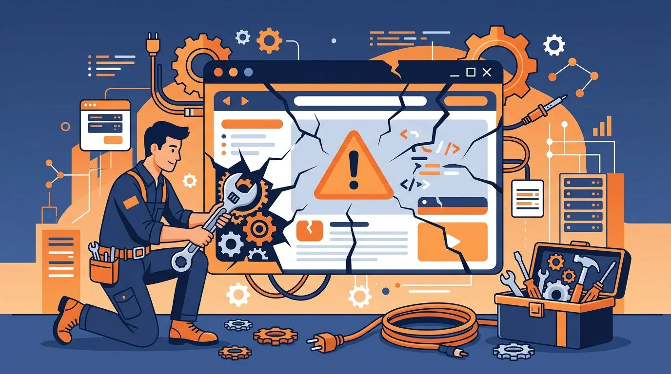 Fixing a broken website illustration 2026
